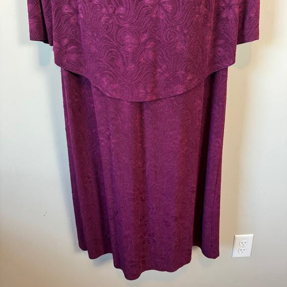 Connected Woman Purple Plus 22W Overlay Cape Dress Formal Mother of Bride - Picture 4 of 10